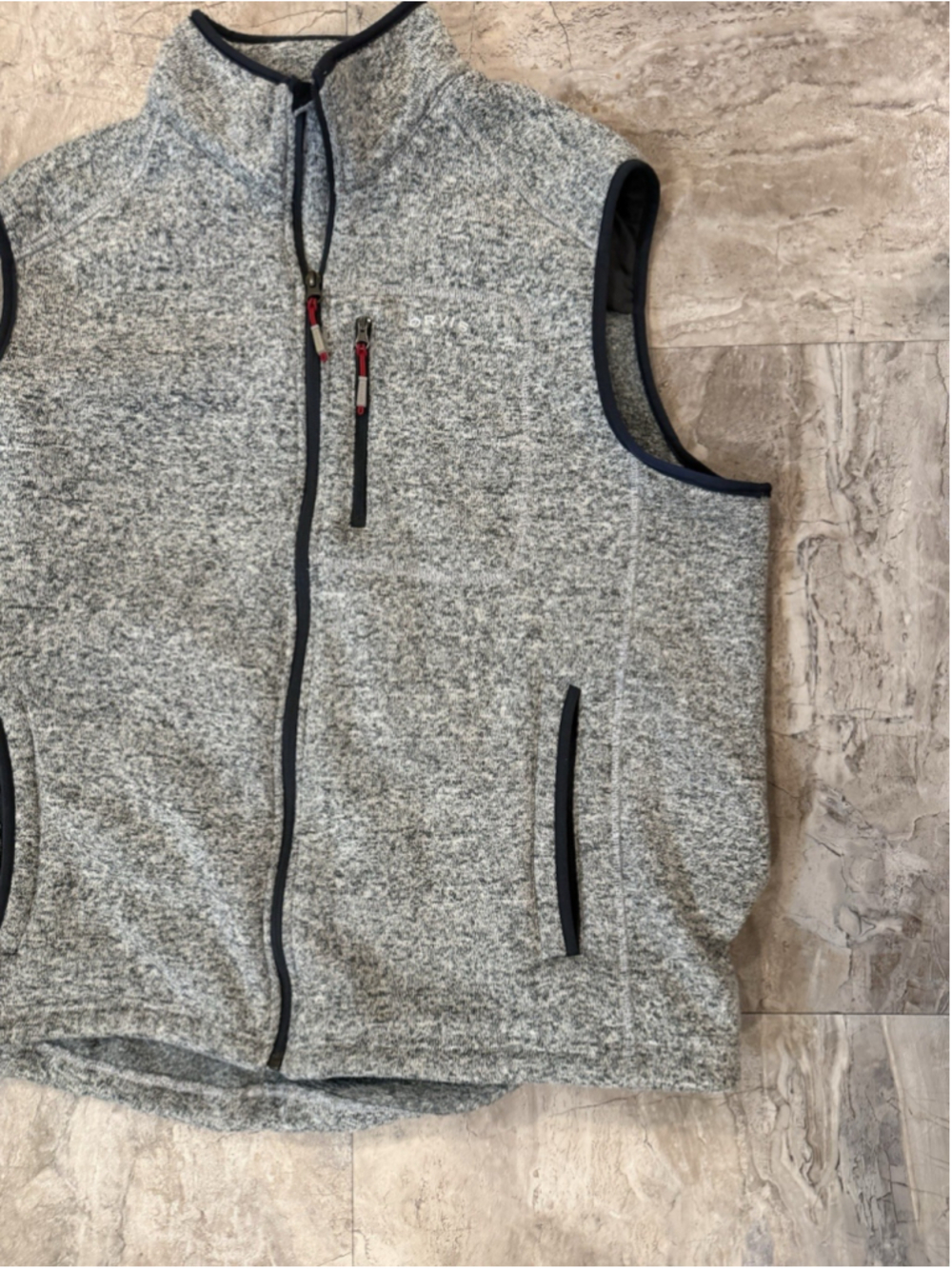 Orvis Fleece Vest Mens XXL Heather Grey Sleeveless Full Zip Hunting Logo Adult